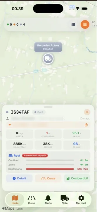 Tafi GPS mobile app — live fleet map
